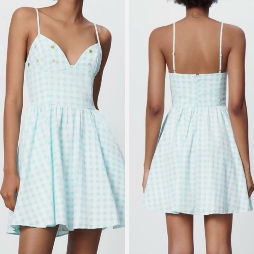 Zara Mint Green Gingham Dress